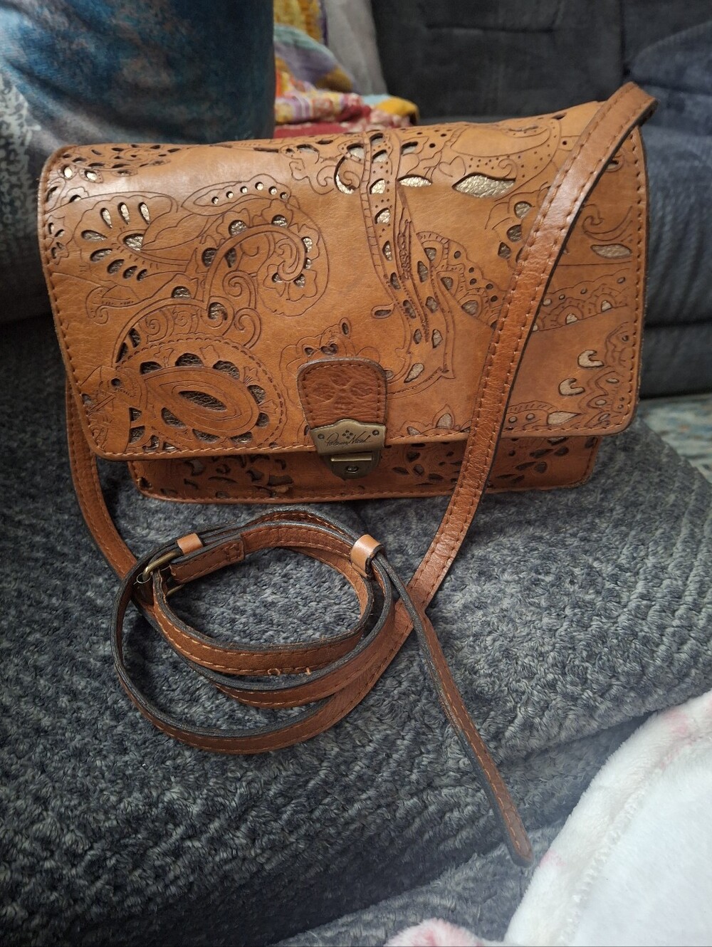 PATRICIA NASH Hand-Tooled Leather Crossbody Bag - Tan